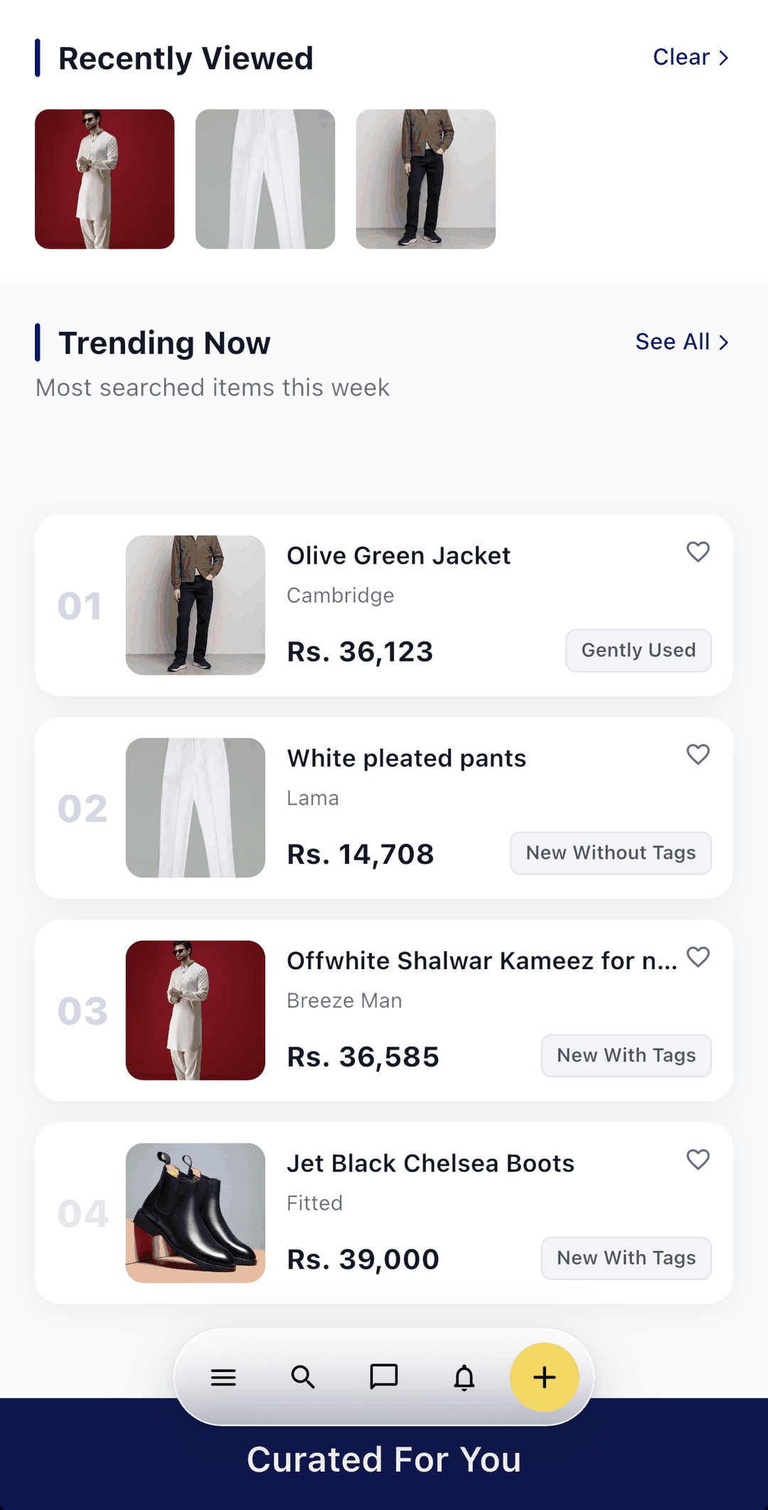 Trending picks in the OurBazaar app — a grid of listings people are viewing this week.